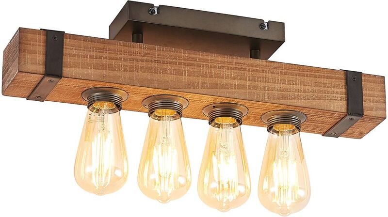 Lindby - Deckenlampe 'Sverina' aus Holz für Wohnzimmer & Esszimmer von