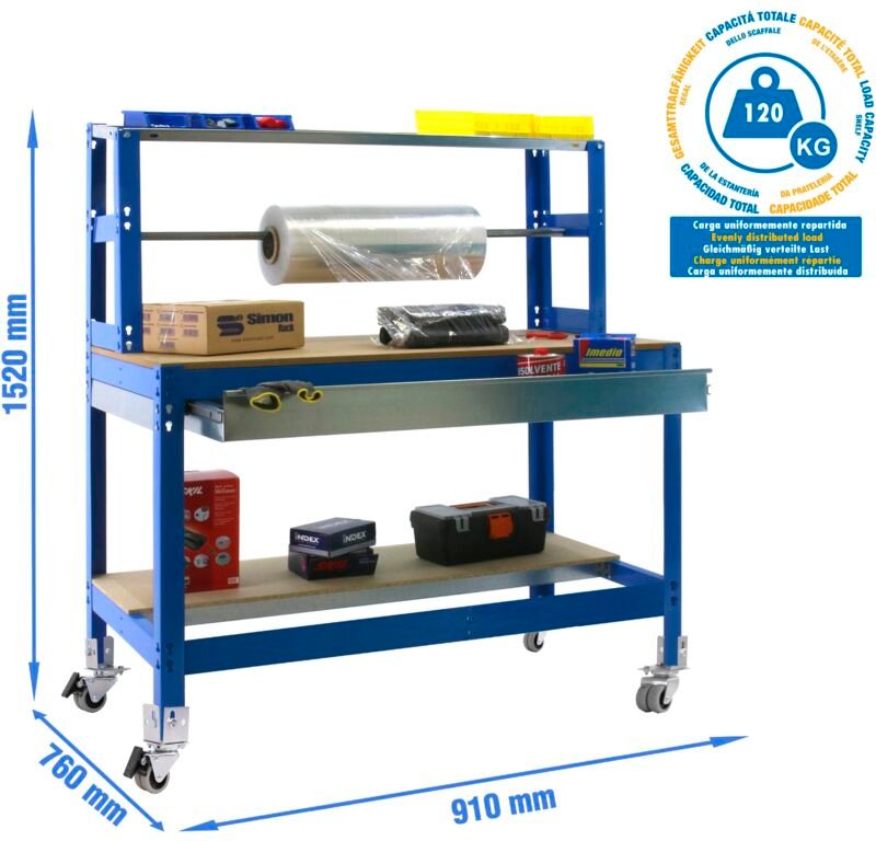 Simonrack Modell ohne Schrauben blauer Werkstattarbeitsplatz