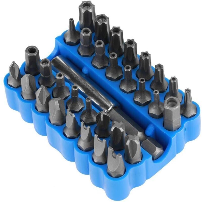 Schraubendreher-Bit-Set, 33-teilig, multifunktional, magnetisch, manipulationssicher, Stern-/Tri-Wing-/Sechskant-/Schrau...