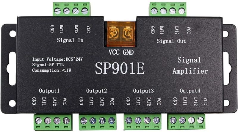 SP901E led Pixel WS2812B WS2811 Répéteur D'amplificateur de Signal spi pour WS2813 SK6812 WS2815 WS2801 SK9822 - Lntyq