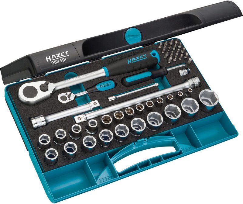 FP - hazet Steckschl.-Garnitur 953HP, 47-tlg. 1/4' u. 1/2' mit Schwerl. Feinzahnknarre