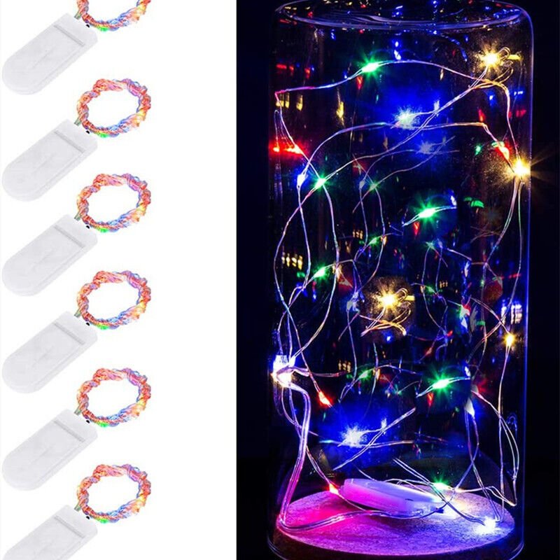 Batteriebetriebene Lichterkette, 20 LEDs, 2 Meter Silberdraht und batteriebetrieben, ideal für Weihnachtsfeiern, Hochzei...