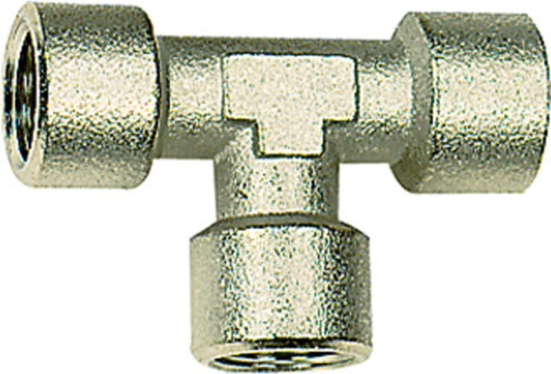 T-Stück, innen/innen/innen, g 1/8, sw 10, Messing vernickelt - Riegler