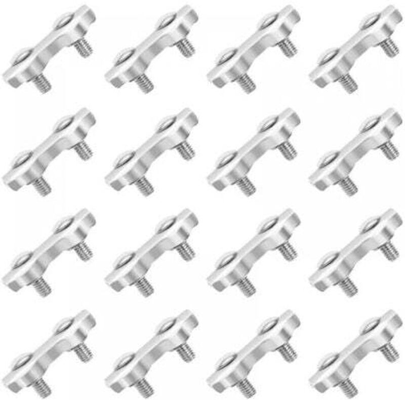 18 Stück M2-Kabelklemmen, doppelte Kabelklemmen aus Edelstahl für 2 mm Edelstahldraht