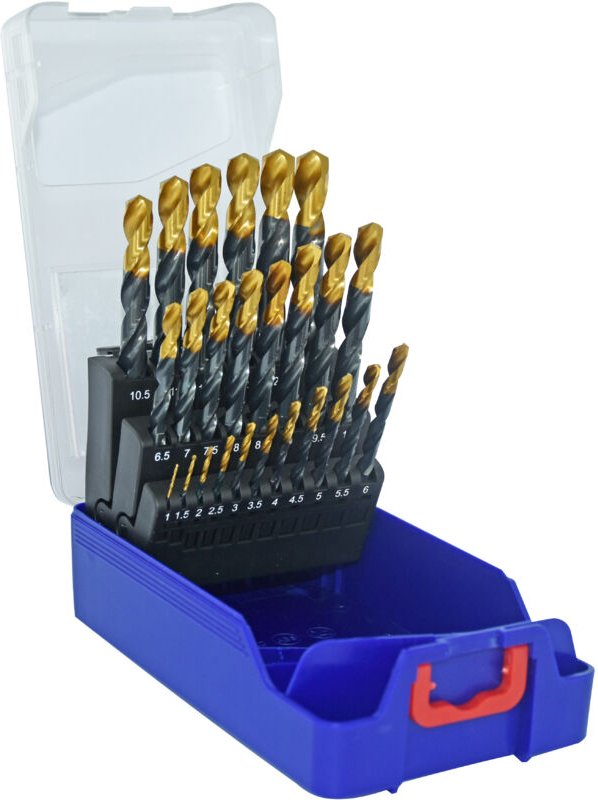 Tivoly • T-Box-Set mit 25 Steam Tin TECHNIC HSS-Metallbohrern Ø1 bis 13 mm x 0,5 mm
