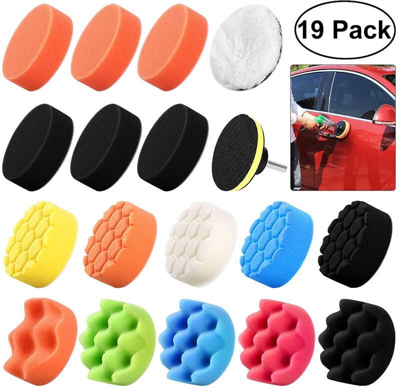 19-teiliges Schwamm-Polierpad, Auto-Schleifpolierset mit M10-Bits