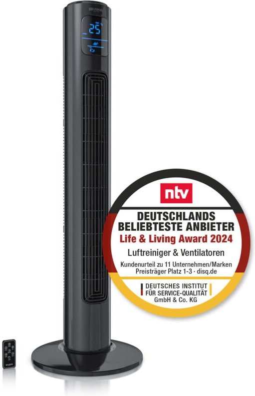 Turmventilator, 12 Geschwindigkeitenstufen, DC-Motor, eco Modus, Standventilator Ventilator, Timer + 4 Betriebsmodi + in...