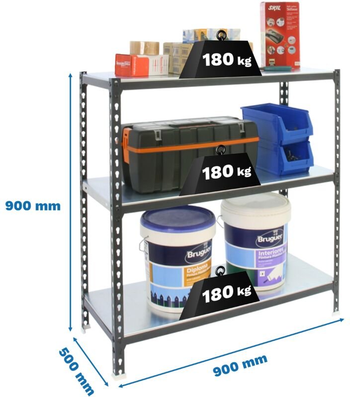 Simonrack Metallregal anthrazit robust 900x900x500 mm