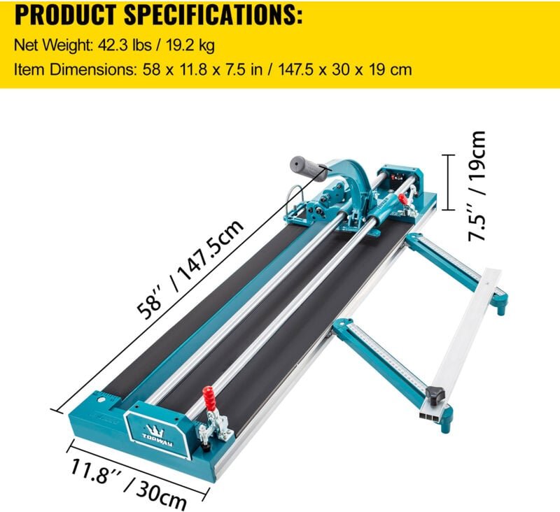 Thumbnail - 47 Zoll/1200 mm manueller Fliesenschneider mit Doppelschiene, 3/5 Zoll Kappe mit präziser Laserpositionierung, Fliesensc...