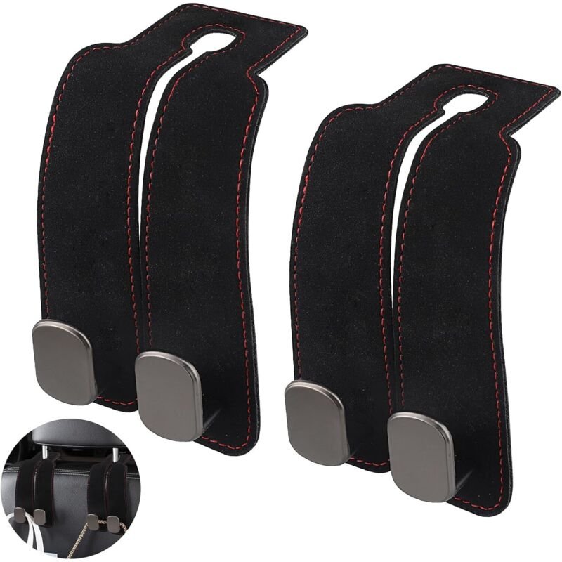 2er-Pack Doppelhaken für Autositze, multifunktionale Lederhaken zum Aufhängen von Taschen, kompatibel mit Telefonhalteru...