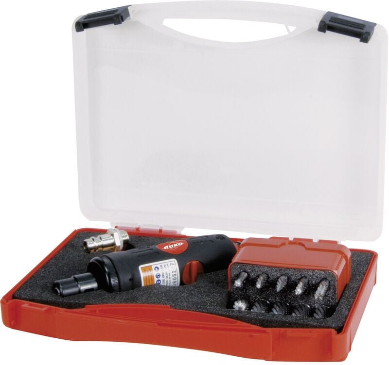 Ruko - Druckluft-Schleifer 1/4' (6.3 mm) 6.2 bar mit Zubehör, inkl. Koffer