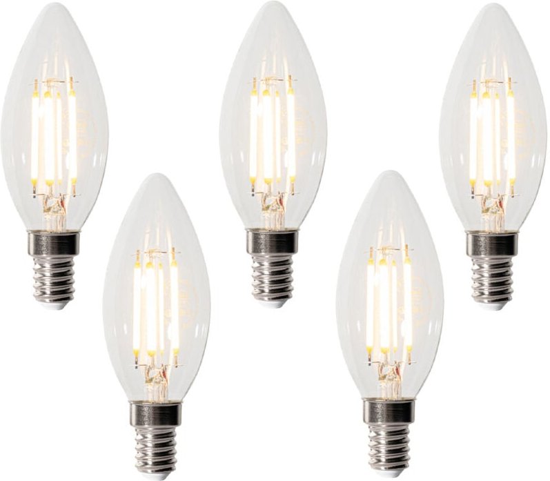 Luedd - 5er-Set E14 3-Stufen-Dimmbare LED-Lampen B35 Klar 4W 450 lm 2700K