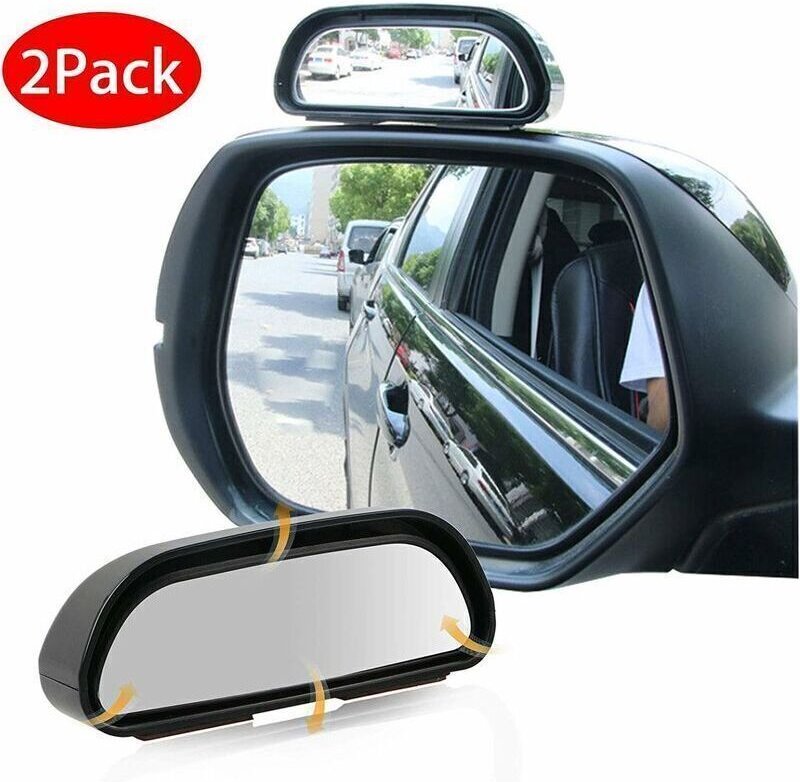 Set mit 2 360°-Totwinkelspiegeln, universelle, rechts und links verstellbare HD-Glas-Weitwinkel-Zusatzspiegel für tote W...