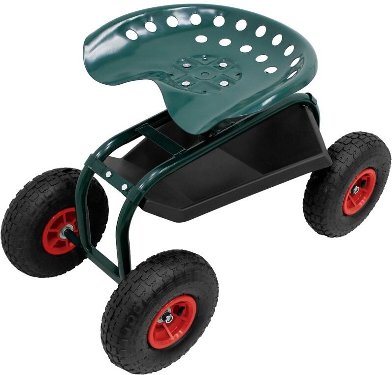 ECD Germany Gartenrollsitz, Gartensitz 360° drehbar und höhenverstellbar, Rollsitz aus Stahl bis 150 kg, Mobiler Gartenw...