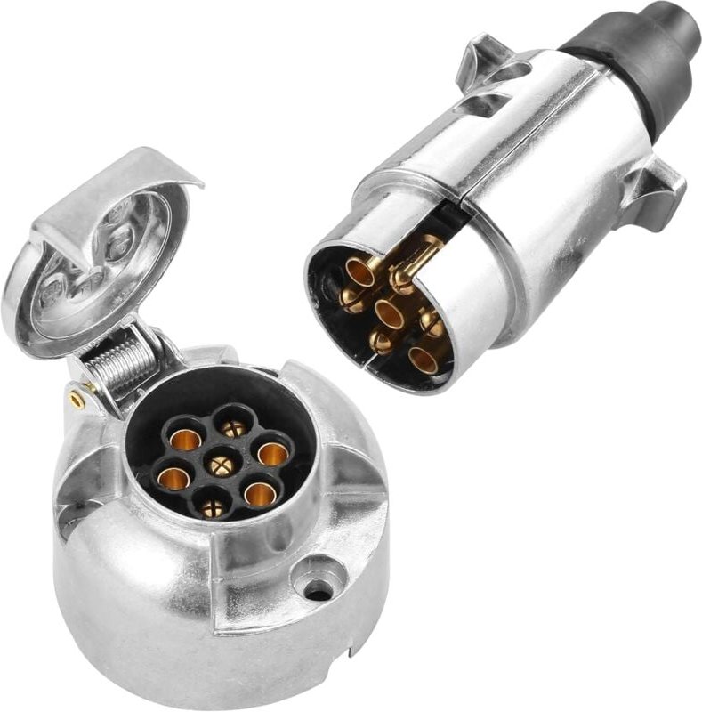 Metall-Anhängersteckdose und Anhänger-Elektrostecker, 7-polige Kupplungssteckdose, 12 v, 7-poliger Anhänger-Steckdosenst...