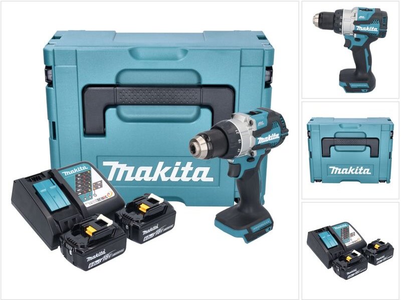 Makita DDF 489 RGJ Akku Bohrschrauber 18 V 73 Nm Brushless + 2x Akku 6,0 Ah + Ladegerät + Makpac
