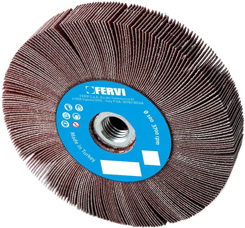 Fervi - Stofflamellenrad mit Gewindeloch 115 x 20 mm M14 Kornung 60 rlf115/060