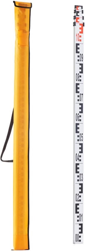 Mophorn - 4M Teleskop-Messstab aus Aluminium, doppelseitige Skala (cm/mm), Vermessungs-Nivellierstab mit Wasserwaage und...