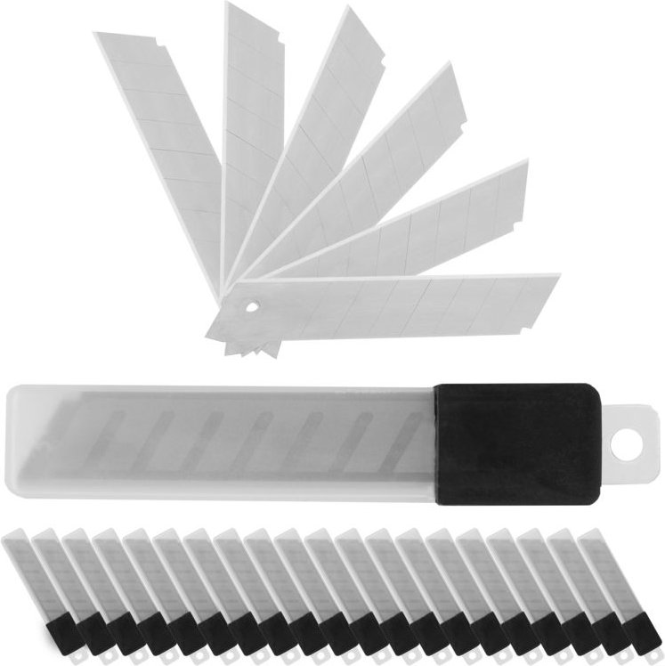 Relaxdays - Abbrechklingen, 200 Stück, 7 Bruchstellen je Klinge, extrem scharf, 18 mm, Carbonstahl Ersatzklingen, silber