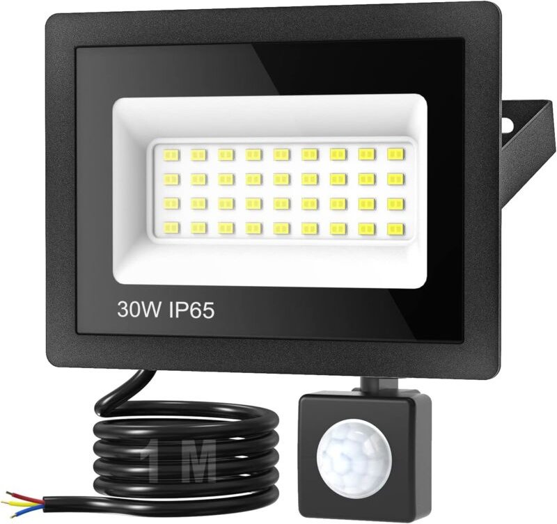 LED-Flutlicht für den Außenbereich mit Bewegungsmelder, 36 LEDs, 30 w, LED-Außenstrahler, 6500 k, 3000 lm, LED-Flutlicht...