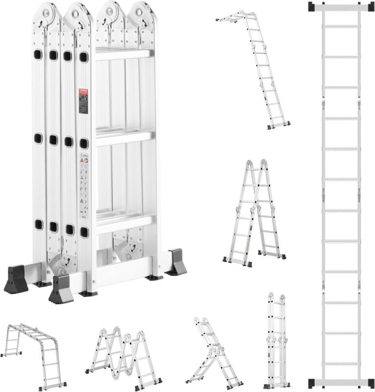 Thumbnail - Mehrzweckleiter, 7-in-1-Multifunktionsleiter, A-Rahmen, 3-stufige verstellbare Teleskopleiter, 3,5 m hohe Ausziehleiter,...