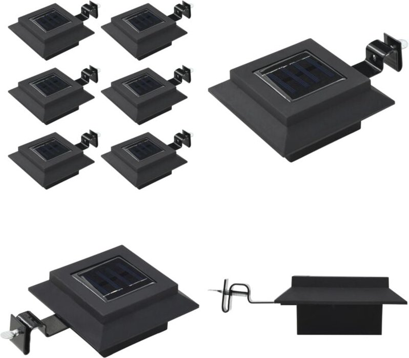 Outdoor Solarleuchten 6 Stück led Quadratisch 12 cm Schwarz - Outdoor Beleuchtung - Solarleuchte - Gartenbeleuchtung - S...