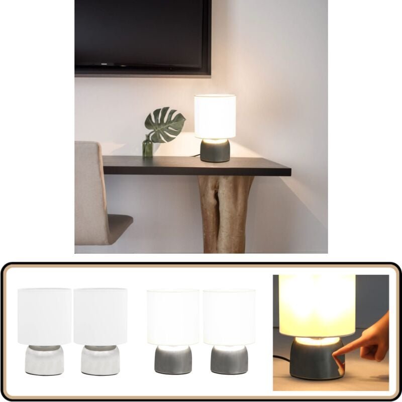 Thumbnail - Tischlampen 2 Stk. Touch-Sensor Weiß E14 - Tischlampe - Stehlampe - Wohnzimmer Deko - led Tischlampe - Modernes Design