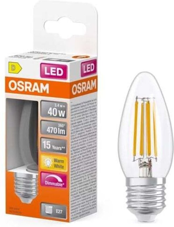 Osram - ledsclb40 3,4w/827 230v fil e27 fs1osram dimmbar - 4099854445439 - 4099854445439