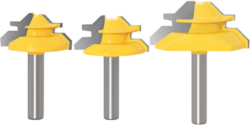 3pcs Rabbiner Router Bit Set 8mm Schaft mit 12,7 mm 16 mm 19,05 mm Höhenschlitzschneiderholz Rille Mahlen Holzbearbeitun...