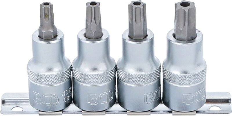 Bgs Technic - Bit-Einsatz-Satz Antrieb Innenvierkant 12,5 mm (1/2') T-Profil (für Torx) mit Bohrung T40 - T55 4-tlg.