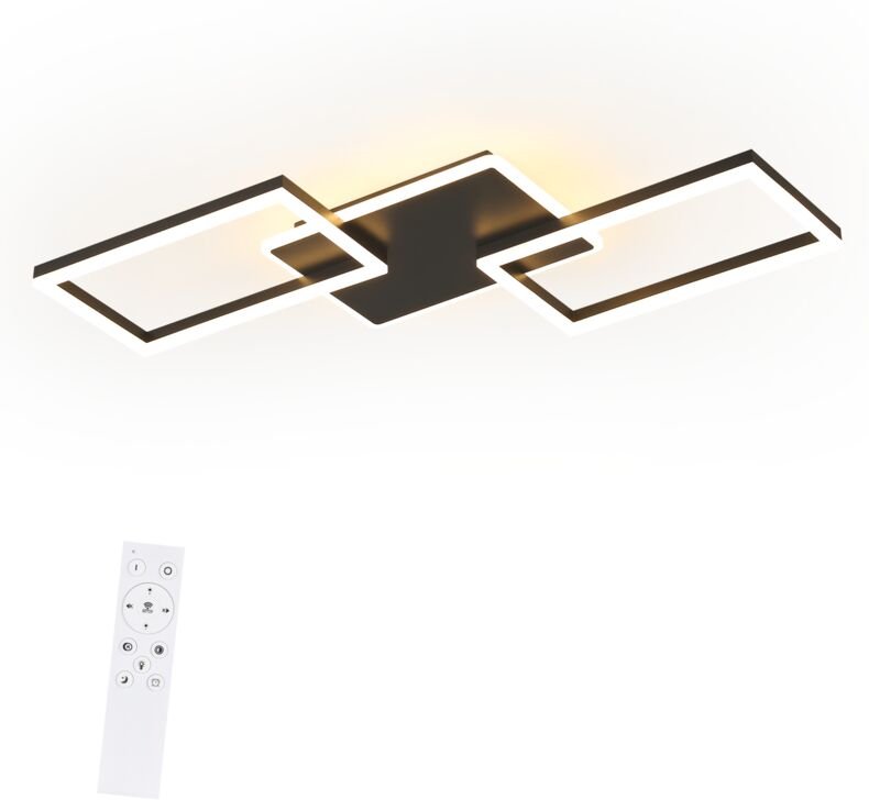 Gbly Deckenlampe Wohnzimmer led Deckenleuchte - Groß Schwarz Wohnzimmerlampe Decke Dimmbar mit Fernbedienung 63W Modern ...