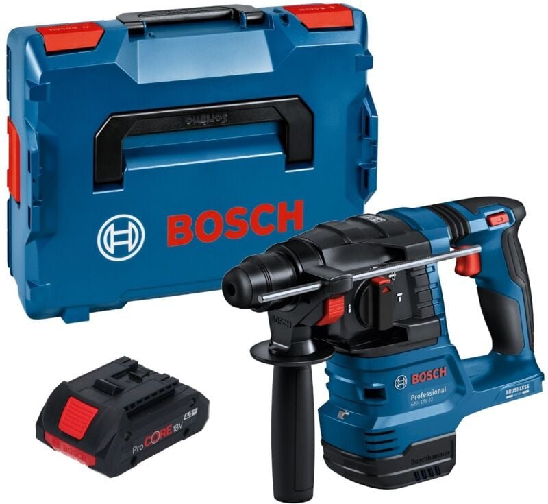 Bosch GBH 18V-22 Professional Akku Bohrhammer 18 V 1,9 J SDS Plus Brushless + 1x ProCORE Akku 4,0 Ah + L-Boxx - ohne Lad...