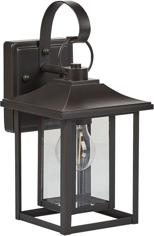 Beliani - Außenwandleuchte Schwarz Eisen Glas 34 cm Extern Retro Design