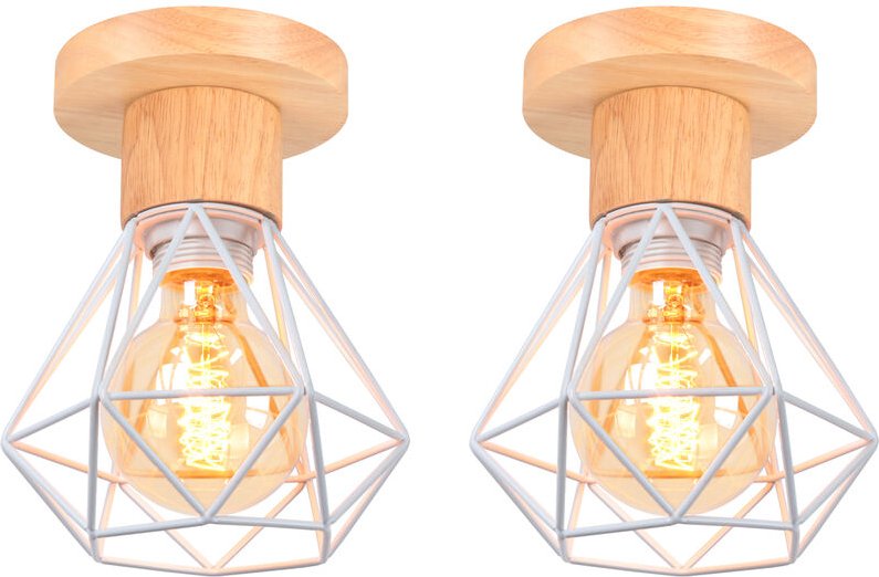 Axhup - Deckenlampe, Ø16cm Deckenleuchte im Industrial Design, Eisen Diamant Lampe mit Käfig für Wohnzimmer Schlafzimmer...