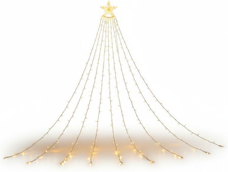 Vtizikl Guirlande lumineuse solaire d'extérieur en forme de cascade avec ciel étoilé, 350 LED, 3,5 mètres, étanche, avec...