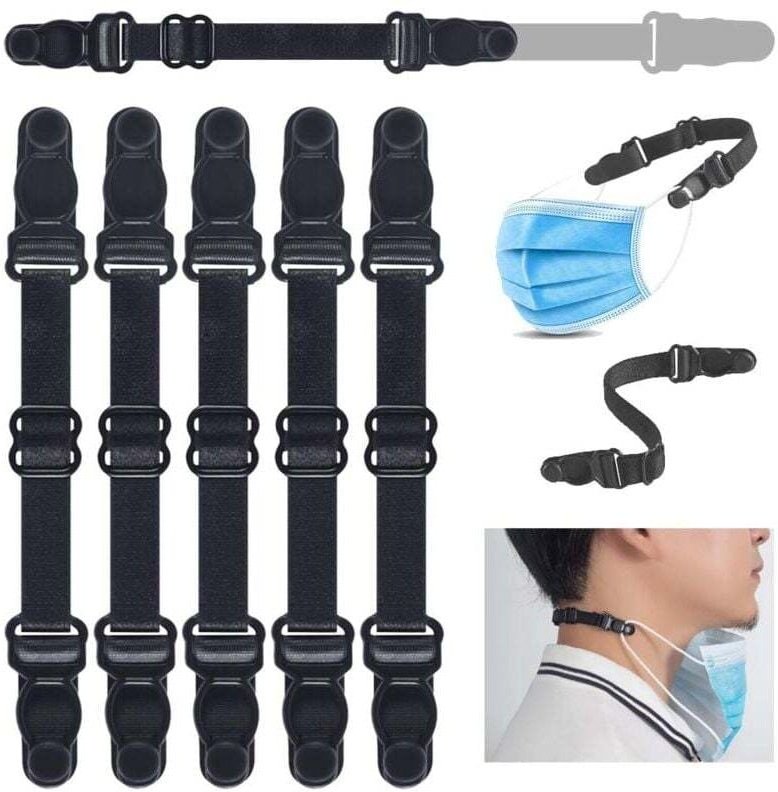 5er-Pack Masken-Gehörschutz, stufenlos verstellbare Ohrbügel für Gesichtsschutzschilde, dehnbares Gummiband, reduziert D...