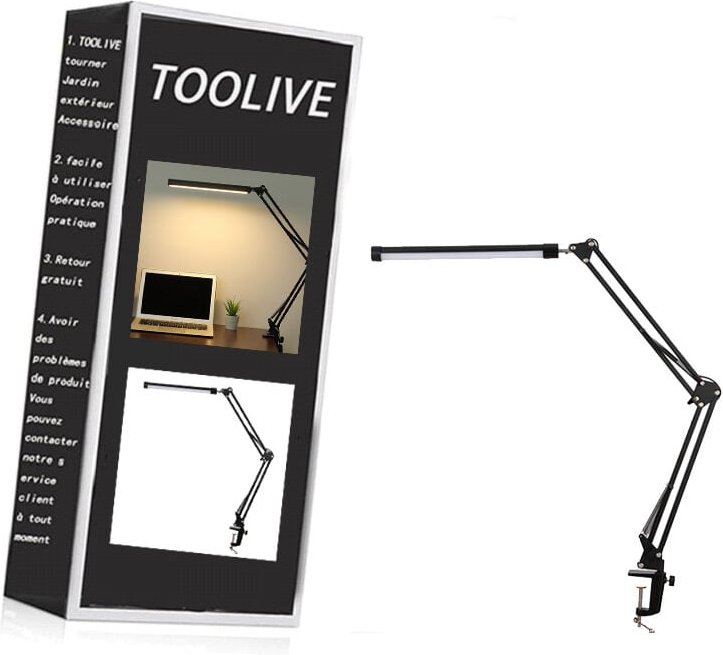 LED-Schreibtischlampe, 14 w, faltbare Architekten-Tischlampe mit Klemme, 10 Helligkeitsstufen x 3 Farbmodi, verstellbare...