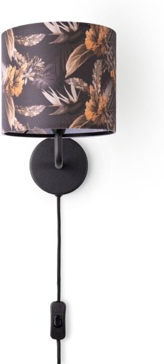 Tischlampe Schreibtischlampe Wandlampe Stoff Nachttisch E14 Blumen Jungle Deko Wandleuchte - Schwarz, Design 6 (Ø18 cm) ...