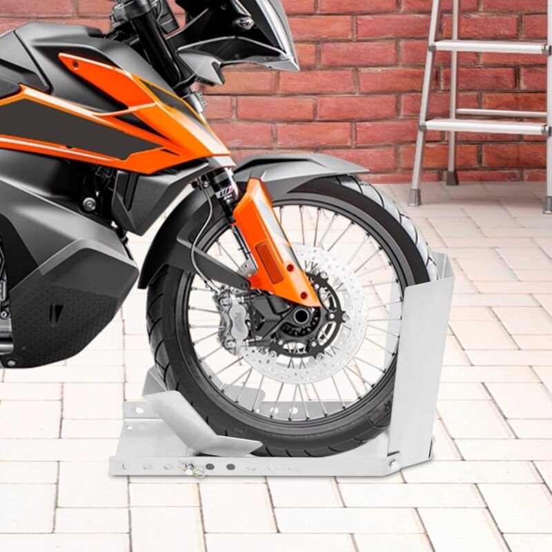 Motorcycle Stand for Trailer Rear Wheel Transport Stand, Wheel Mount with 3 Anchor Bolt Holes, Motorcycle Clamp Tyre Loa...