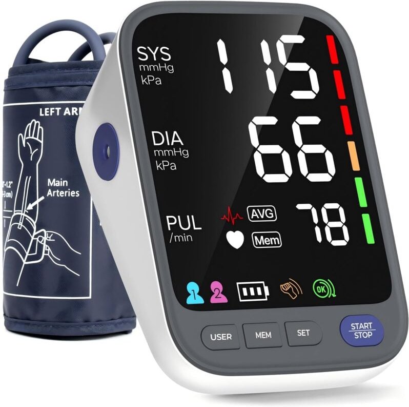 Medizinisches Blutdruckmessgerät für den Heimgebrauch, Oberarm-Blutdruckmessgerät mit großer Manschette, 6,4 Zoll großes...