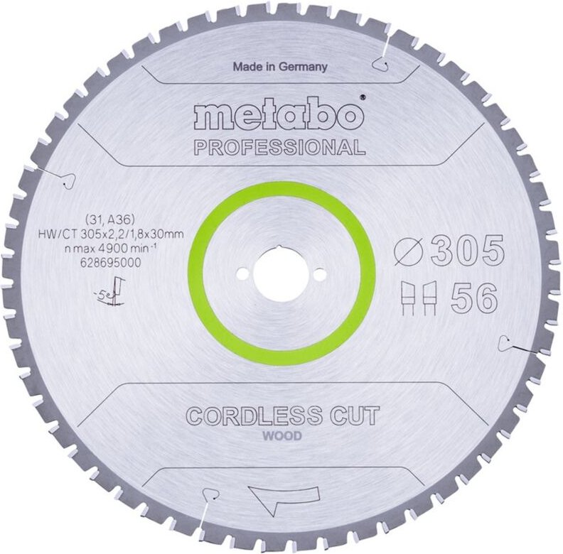 Kreissägeblatt für Akkusägen Cordless Cut Wood - Professional 305x30 56 wz 5°neg - Metabo