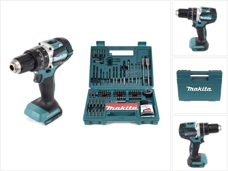 Makita DHP 484 Z 18V Brushless Li-Ion Akku Schlagbohrschrauber Solo + Makita B-53811 Bit & Bohrer-Set 100-teilig