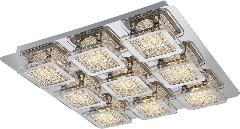 Deckenlampe modern Wohnzimmerlampe led Designlampe Kristalle eckig, Metall, Kunststoff, led 45W 4950lm 3000K warmweiß, L...