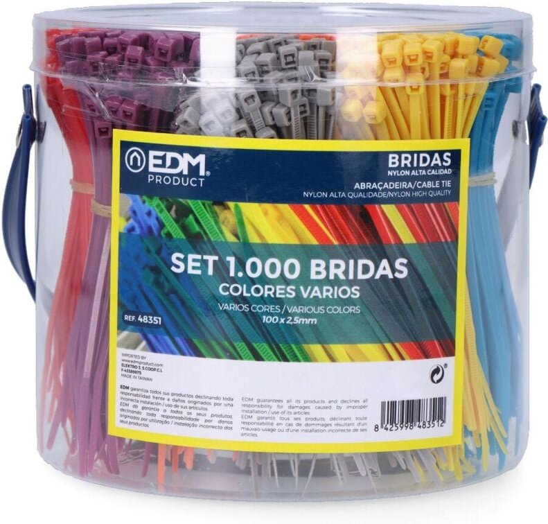 Set mit 1000 Kabelbindern, verschiedene Farben, präsentiert im Glas 48351