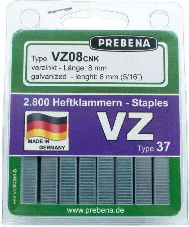 Prebena Heftklammern 8 mm verzinkt im Blister - VZ08CNK-B