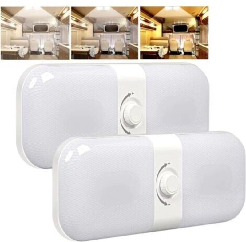 12 V LED-Deckenleuchte für Wohnmobil, dimmbare Dachleuchten, 12 V LED-Lampe mit Speicherschalter, warmweißes gelbes Lich...