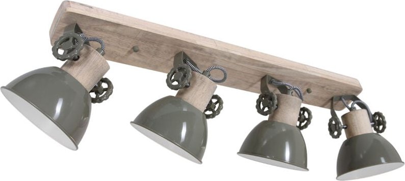 Mexlite - spot - Gearwood - grün - metall gummibaumholz -