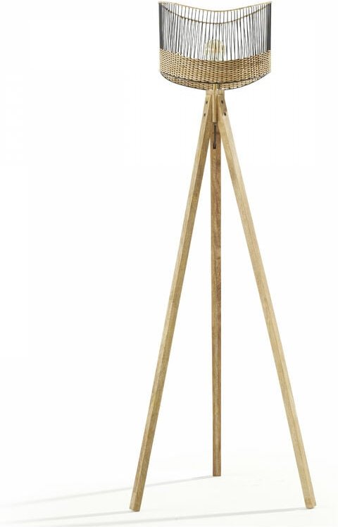 Oviala - Stehlampe aus massivem Mangoholz und Rattan