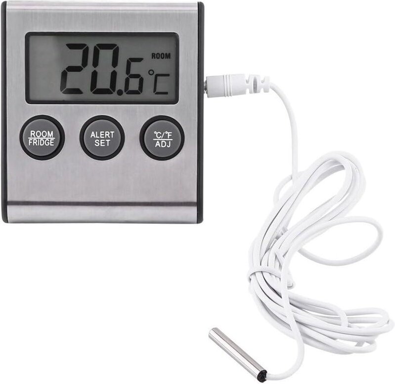 Kühlschrankthermometer, digitaler LCD-Thermometermonitor mit Sonde 50 °C bis 70 °C