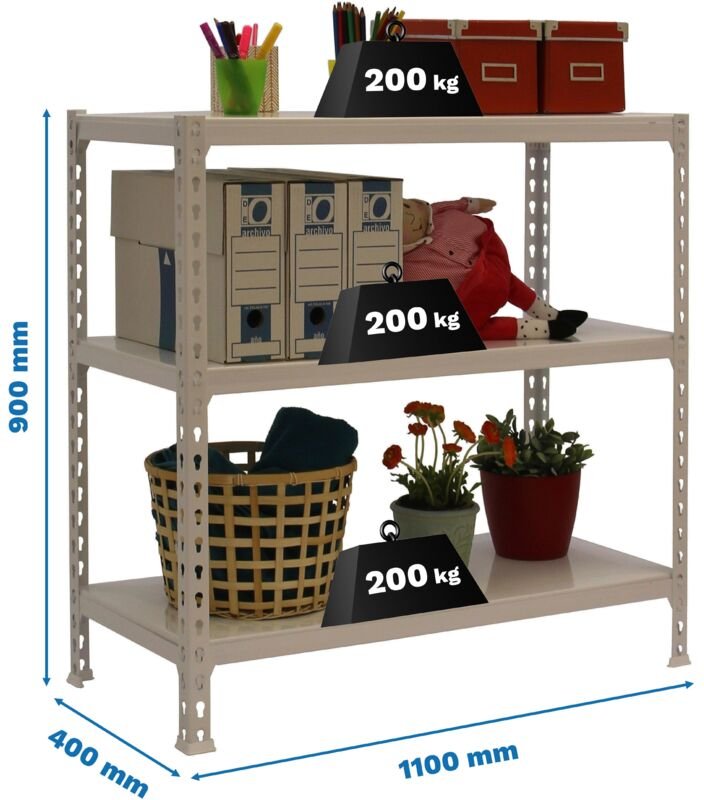 simonrack Metallregal grau 3 Ebenen 200 kg